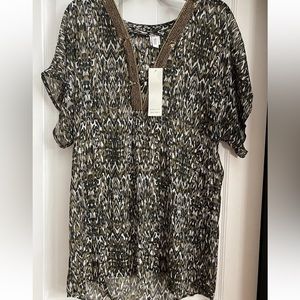 Badgley Mischka Sheer Tunic Dress Med